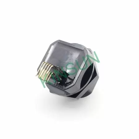 防水8P8C CAT6AイーサネットRJ45ジャックの裏側、90° DIPマウントピンヘッダーを使用。